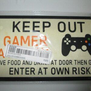 Gamer Keep Out of my room Sign For wall or door 7 by almost 4 inches